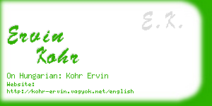 ervin kohr business card